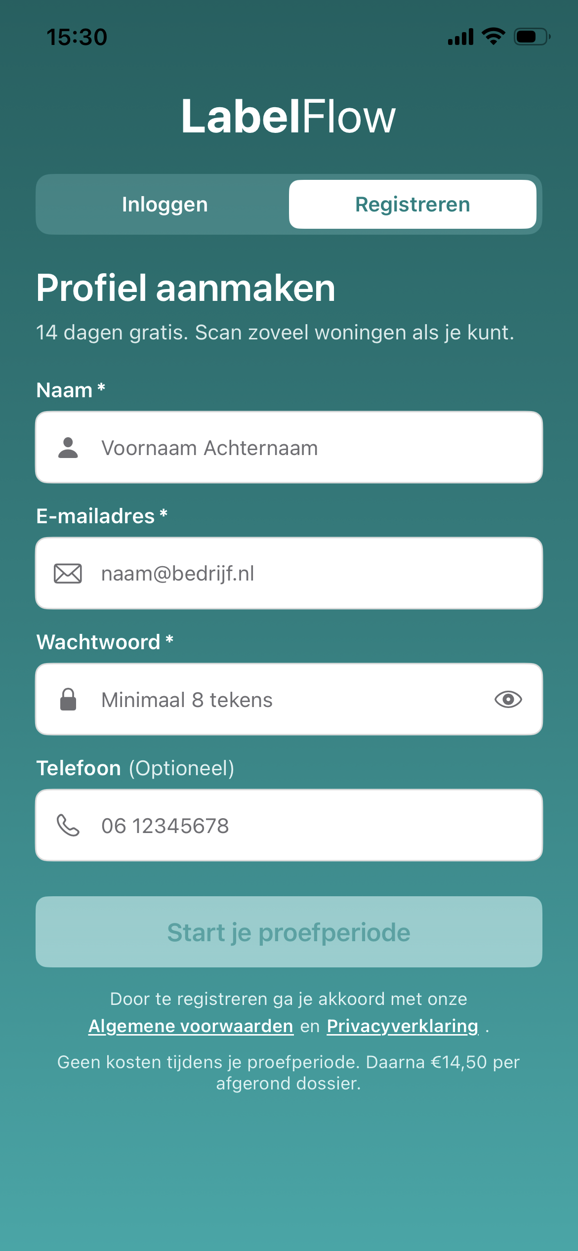 Profiel aanmaken in LabelFlow